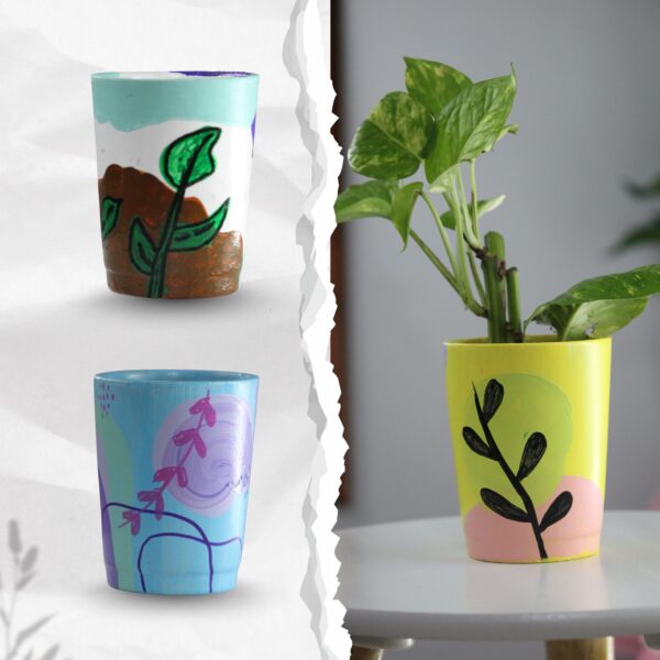 Plants Pot for Indoor – Set of 3 Pcs Flame Petal Velvet