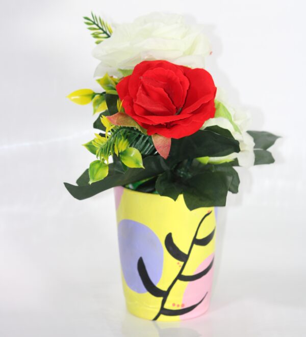 Flame Rose Flower Pot- Set of 2 Pcs