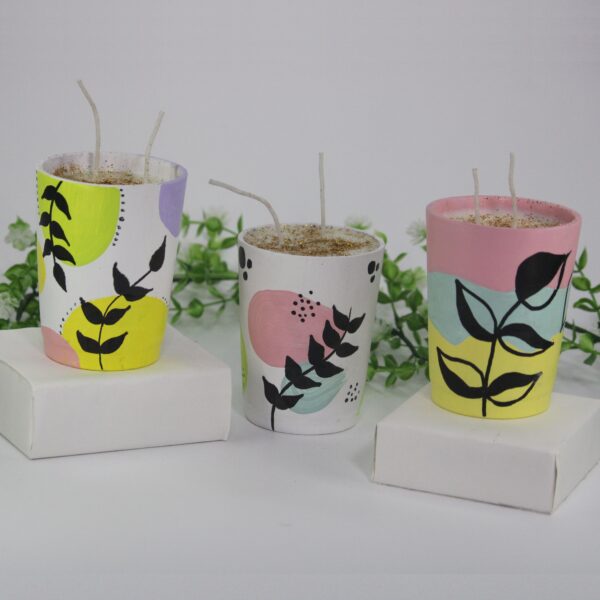 Teracota Candle Set of 3 Pcs- Bloom Glow Pop