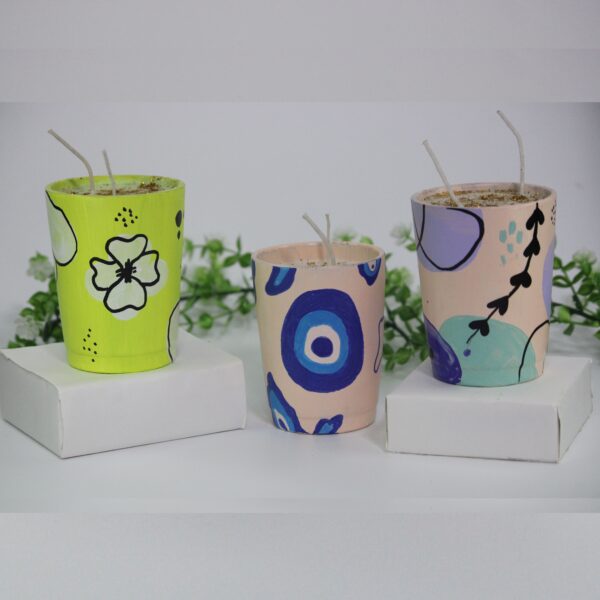 Teracota Candle Set of 3 Pcs- Mist Evil Snow